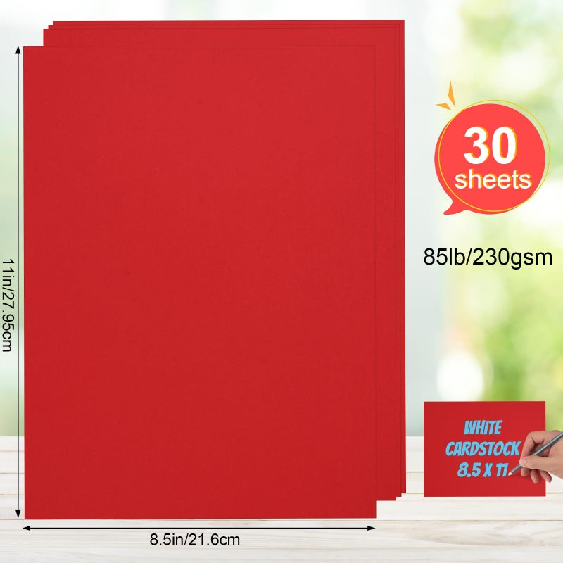 جويبيرج Joyberg Red Cardstock 8.5 x 11، ورق بطاقات غطاء 230 جرامًا للمتر المربع، مخزون بطاقات ثقيل 85 رطلاً للطابعة، ورق مخزون البطاقات للدعوات، سجل القصاصات، الحرف اليدوية، بطاقات DIY، الديكور، الرسم (30 ورقة) - Image 2